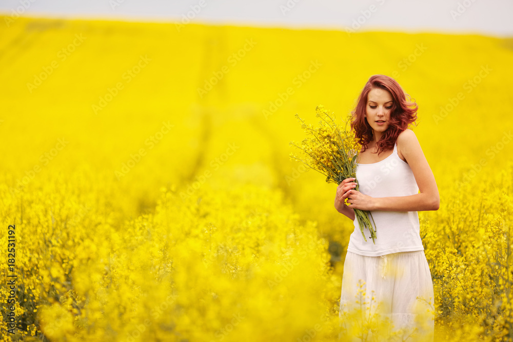 beautiful girl in the yellow field beautiful girl in the yellow field
