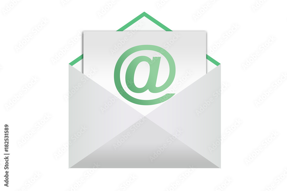 Sobre de correo electrónico verde.