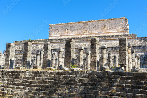 Ruins of Chichen Itza, Columns in the Temple of a Thousand Warriors,  Yucatan, Mexico