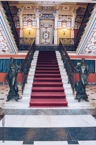 Achilleion palace of Empress of Austria Elisabeth of Bavaria, in Gastouri. Main hall and staircase. photo