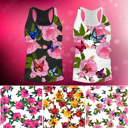 T-shirt with an trendy rose and butterfly design
