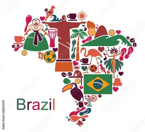 Map from traditional symbols of Brazil