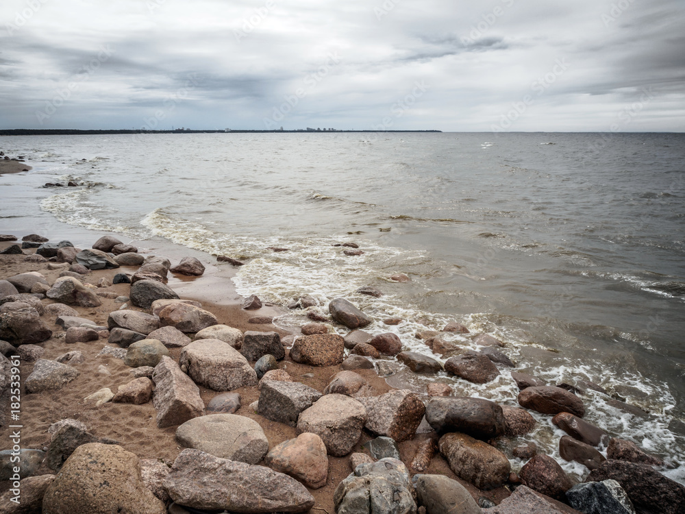 Stone On Shore Of The Gulf Of Finland