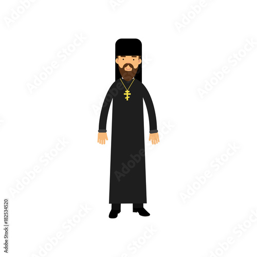 Orthodox priest character, religion representative vector Illustration