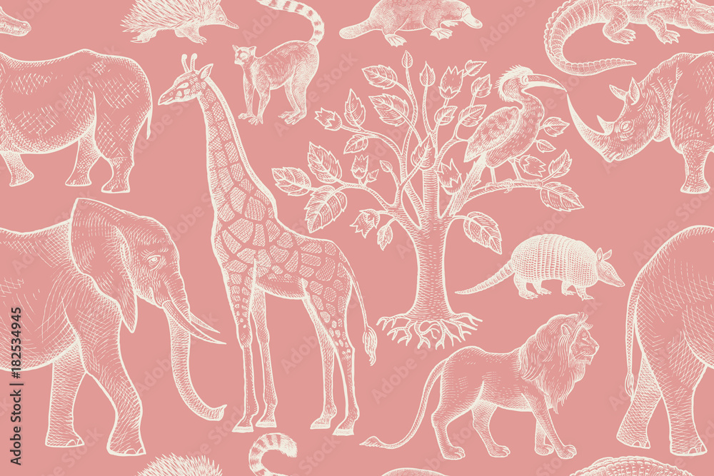 Naklejka premium Seamless pattern with animals.