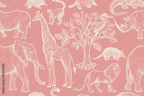 Seamless pattern with animals.