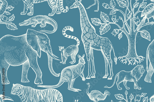 Seamless pattern with animals.