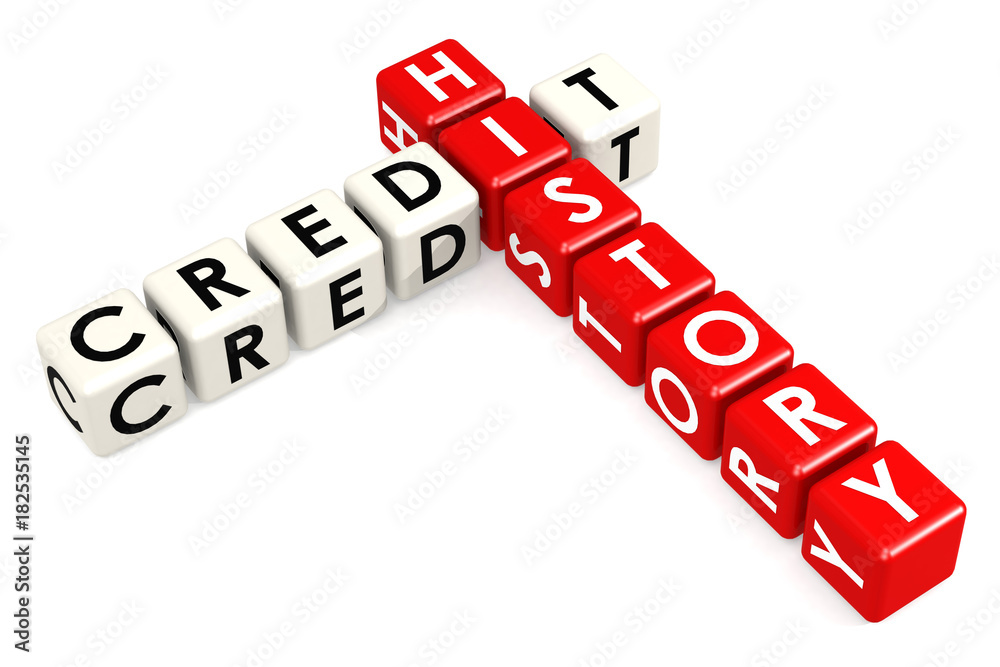 Credit history buzzword in red and white