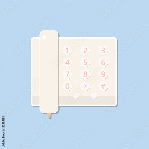 Office phone isolated on blue background
