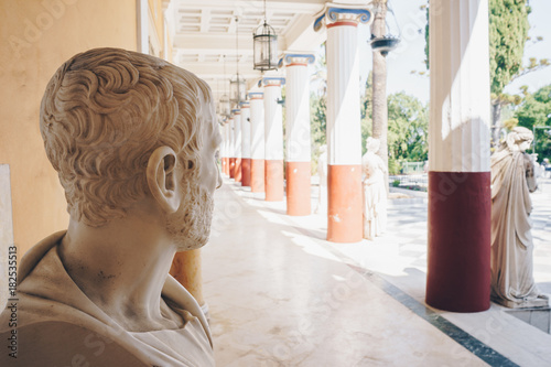 Philosophers busts placed in Achillion Palace, Corfu, Greece