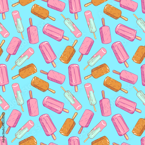 Popsicle seamless pattern - hand drawn ice cream seamless texture