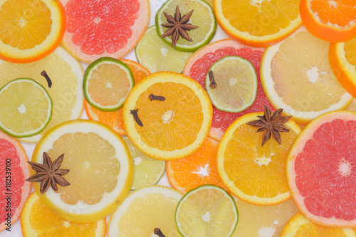 Background with citrus fruit slices
