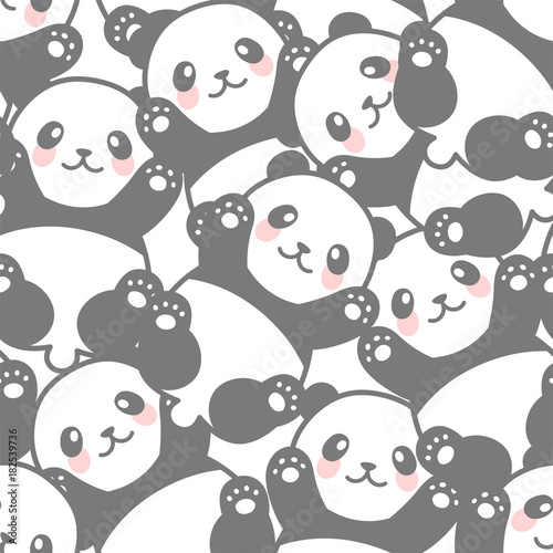 Fototapeta Naklejka Na Ścianę i Meble -  Seamless Cute Cartoon Panda Face Pattern