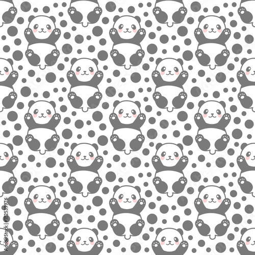 Fototapeta Naklejka Na Ścianę i Meble -  Seamless Cute Cartoon Panda Face Pattern