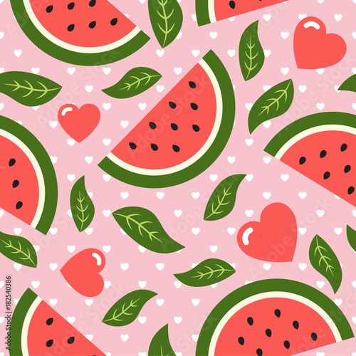 Fototapeta Naklejka Na Ścianę i Meble -  Watermelon Seamless Pattern Vector