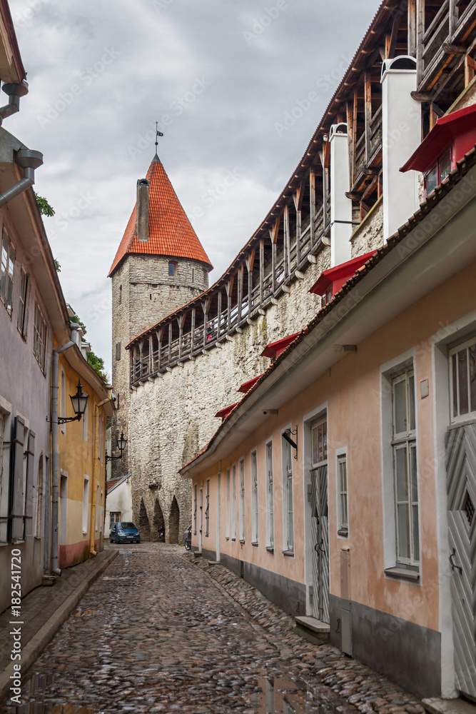 Street of the old town of Tallinn in Estonia