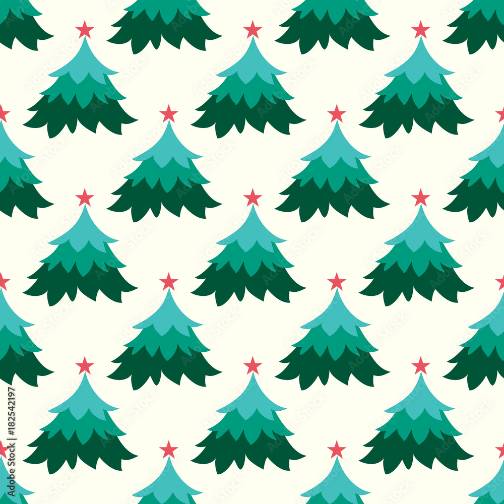 Obraz premium Seamless vector Christmas tree green pattern design.