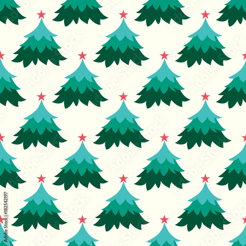 Seamless vector Christmas tree green pattern design.