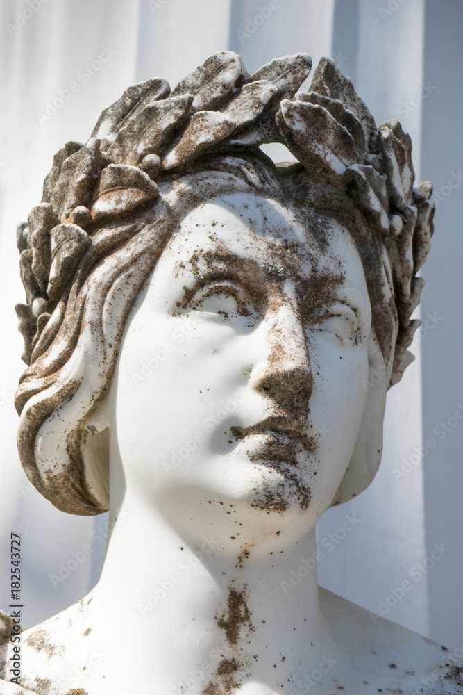 Statue of Clio,  the muse of epic poetry and history , on Achillion palace, Corfu Greece.