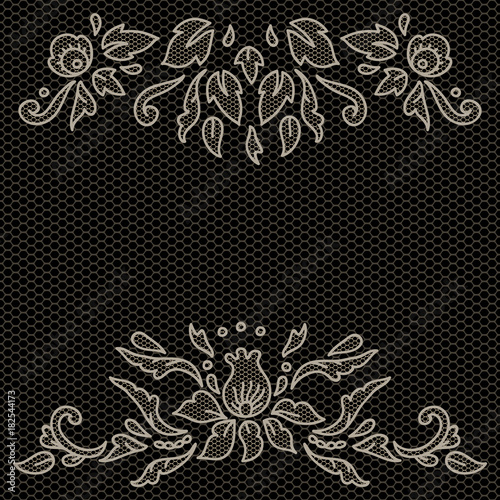 Floral design on lace fabri...