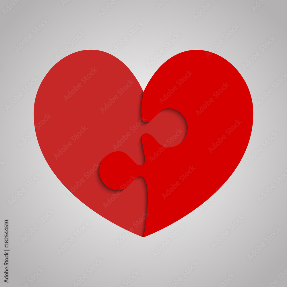 2 Red Piece Puzzle Heart Valentines Day, Love 2 Red Piece Puzzle Heart Valentines Day, Love