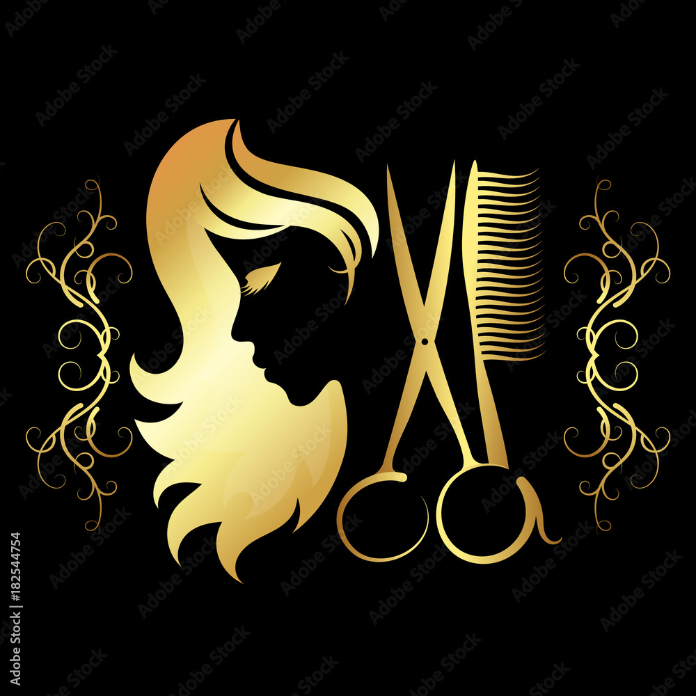The girl for a beauty salon of gold color Stock Vector | Adobe Stock