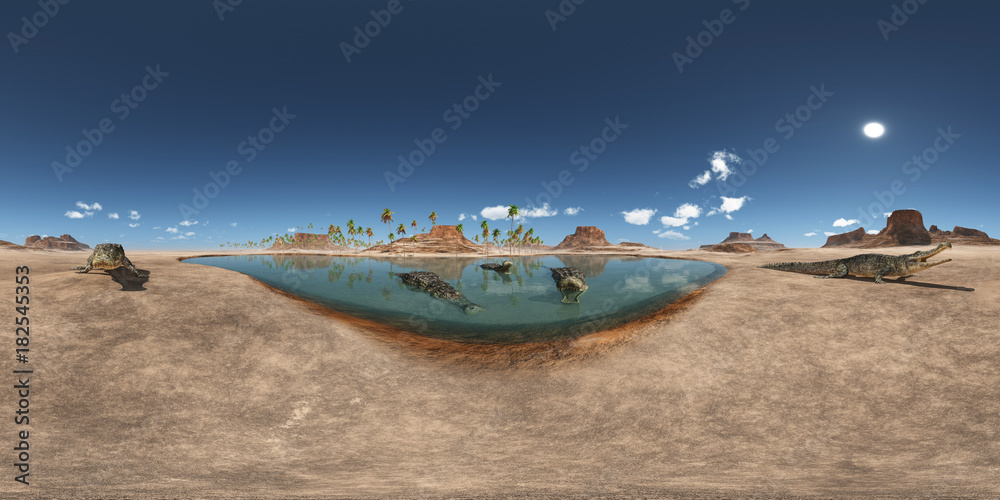 Obraz premium 360 Grad Panorama mit dem prähistorischen Krokodil Sarcosuchus