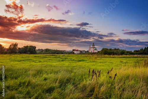 ortodox church at sunset photo