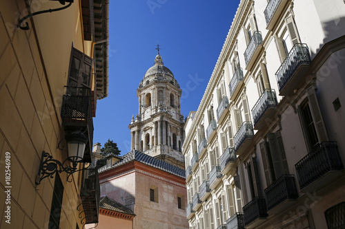 architecture of Malaga old town with cathedral, Andalusia, Costa del Sol, Spain