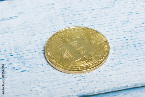 golden bitcoin coin. cryptocurrency photo