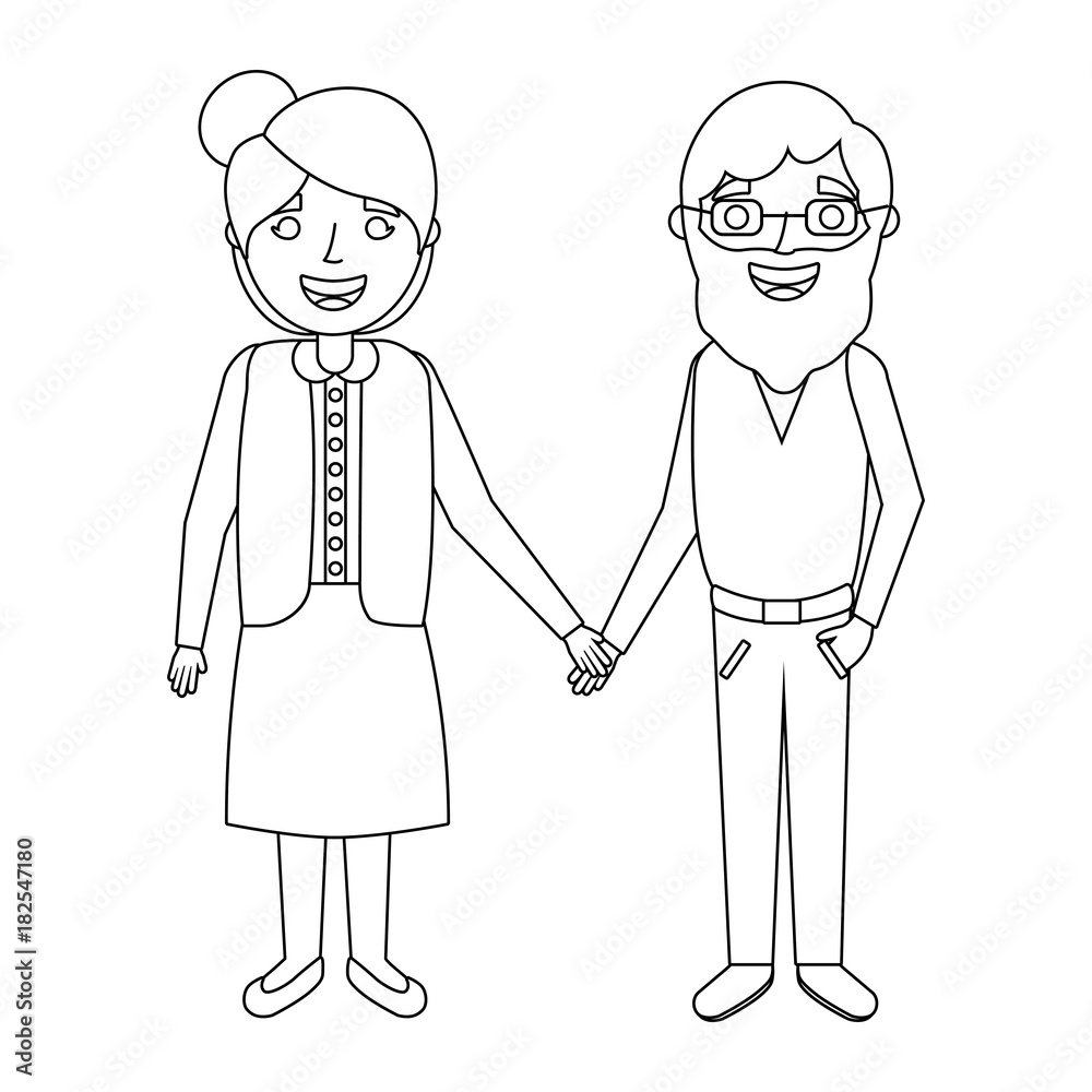 cute couple the old woman and man grandparents lovely vector illustration cute couple the old woman and man grandparents lovely vector illustration