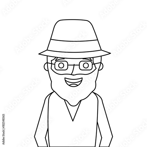 old man portrait of a pensioner grandfather character vector illustration