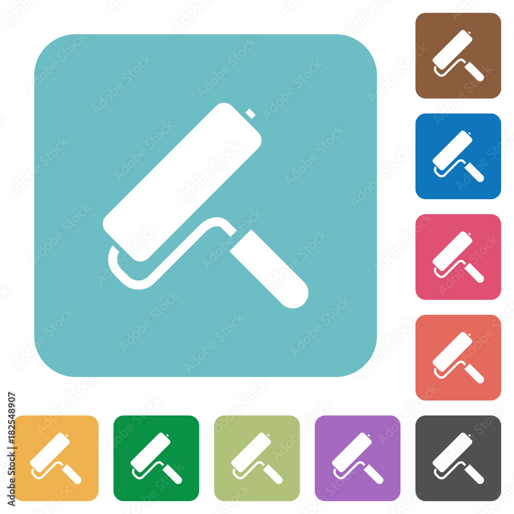 Paint roller rounded square flat icons Paint roller rounded square flat icons