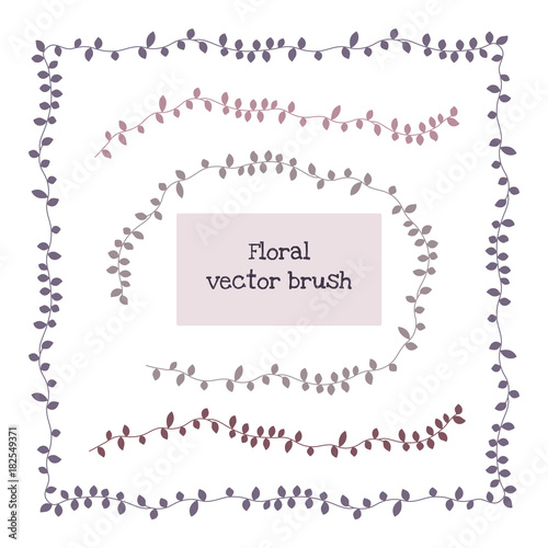 Ivy vine elegant floral pattern brush, vector