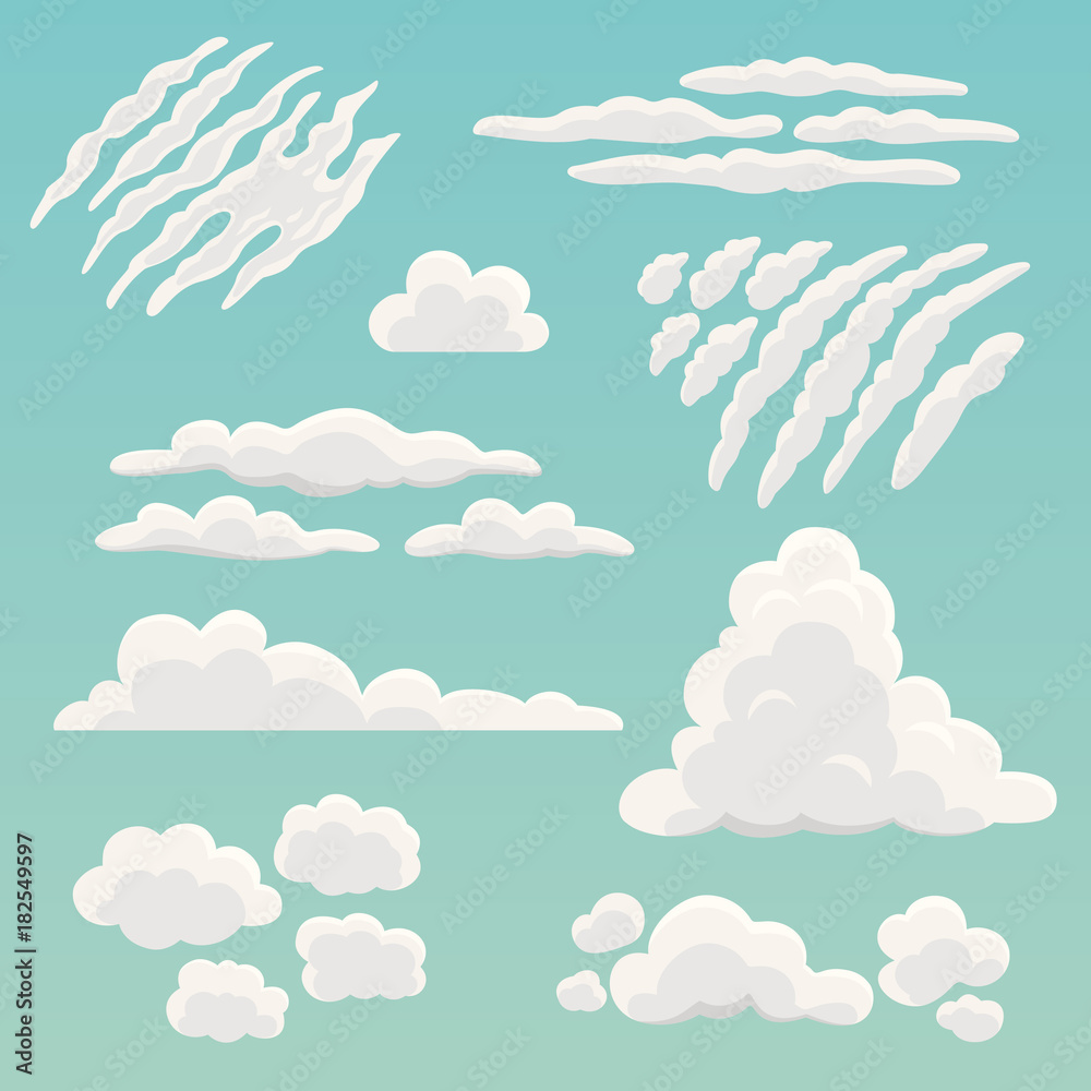 Vecteur Stock Cartoon clouds collection. Vector illustration of