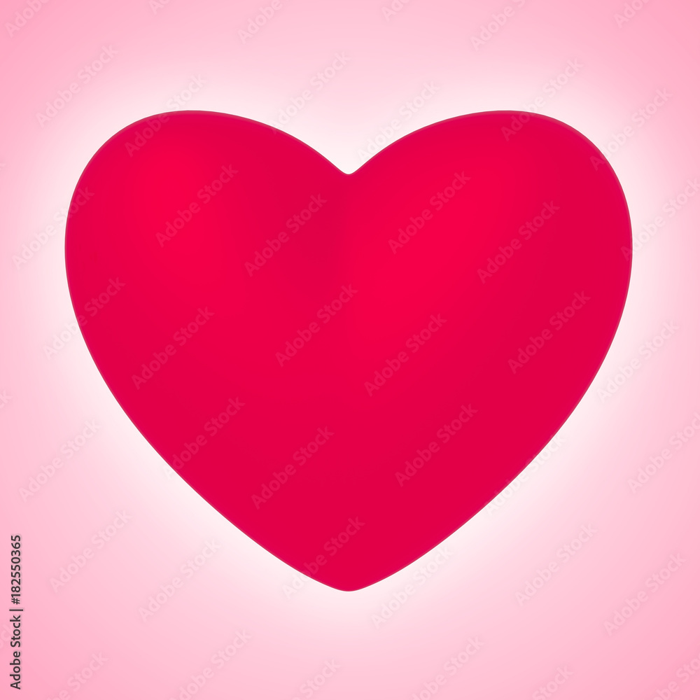 Red glossy heart on pink background. 3D rendering Red glossy heart on pink background. 3D rendering