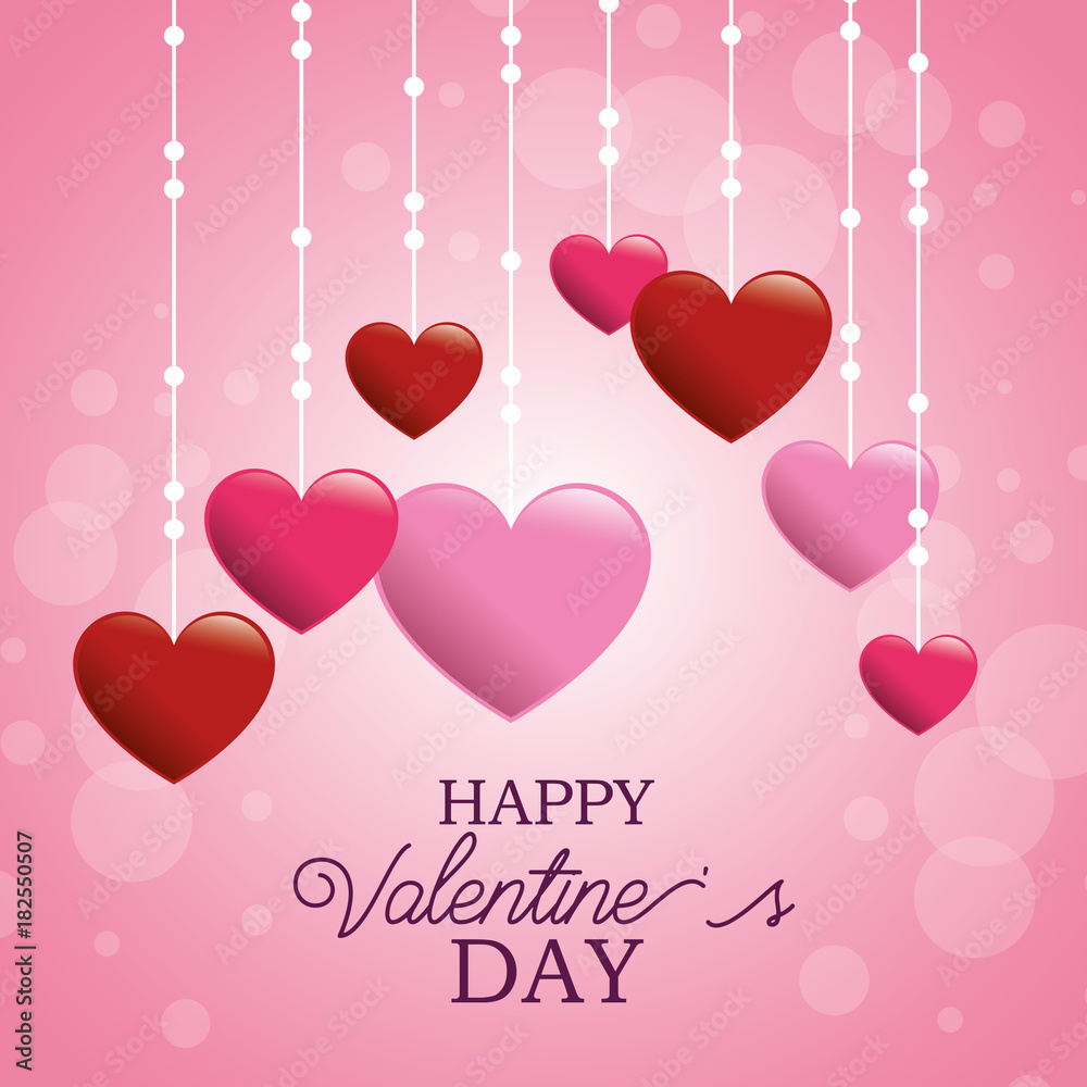 happy valentines day card with hearts vector illustration graphic design
