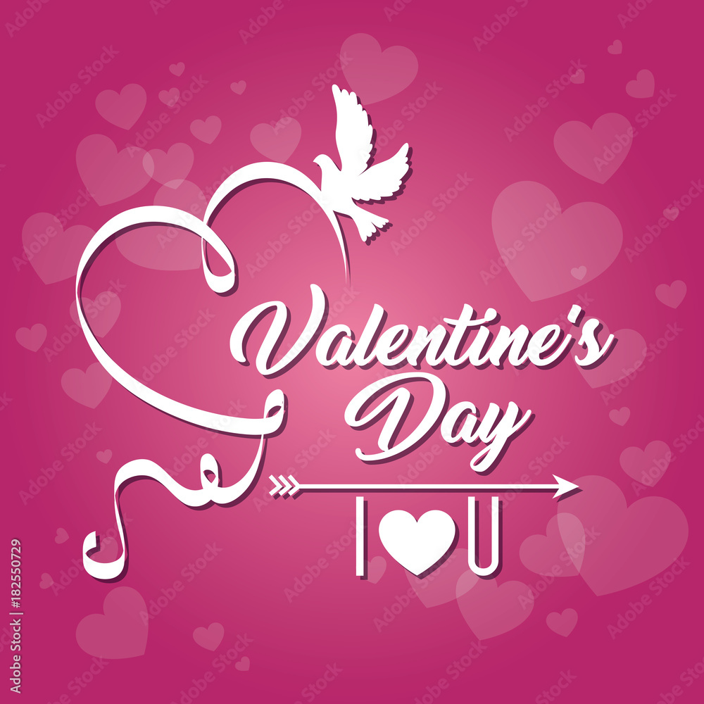 happy valentines day card with hearts vector illustration graphic design