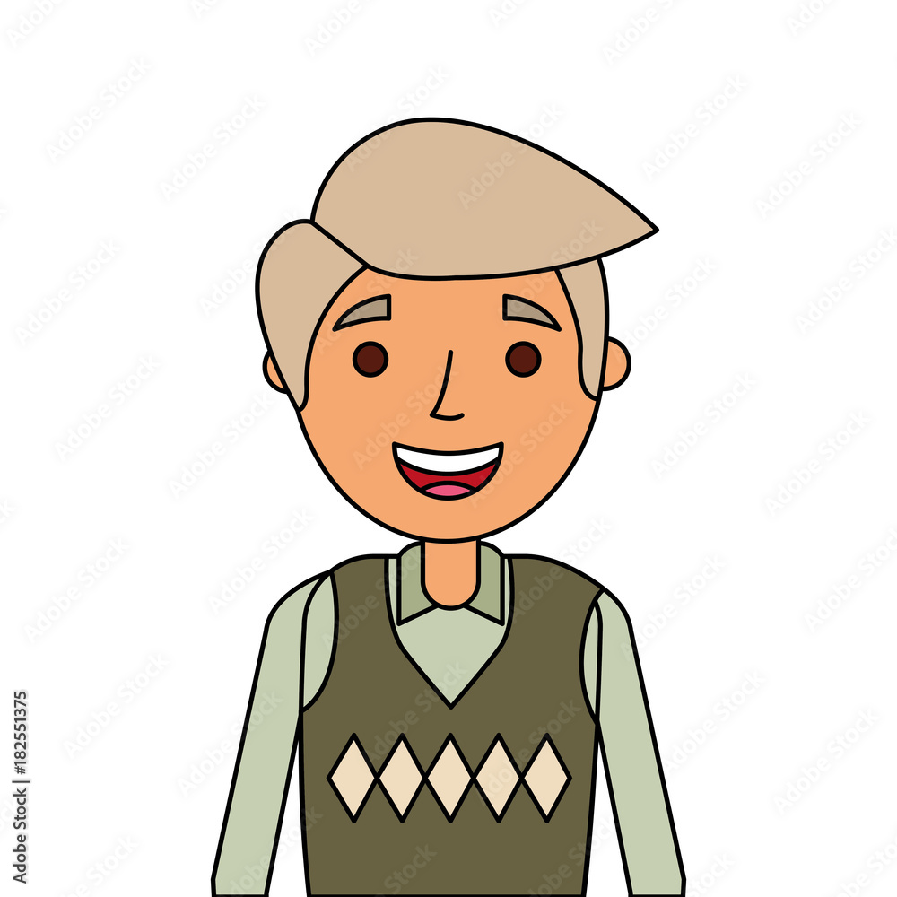 old man portrait of a pensioner grandfather character vector illustration