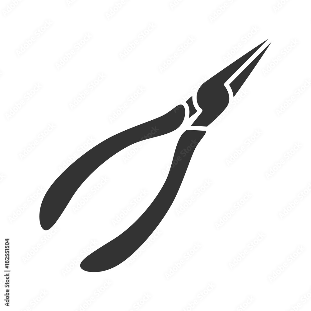 Pointed pliers glyph icon Pointed pliers glyph icon