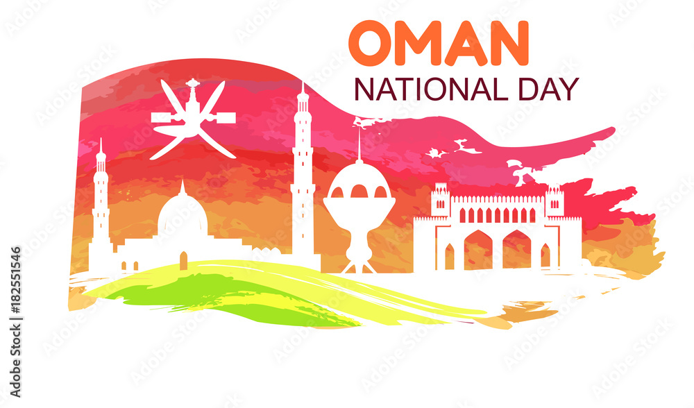 Fototapeta premium Oman National Day Symbol Vector Illustration