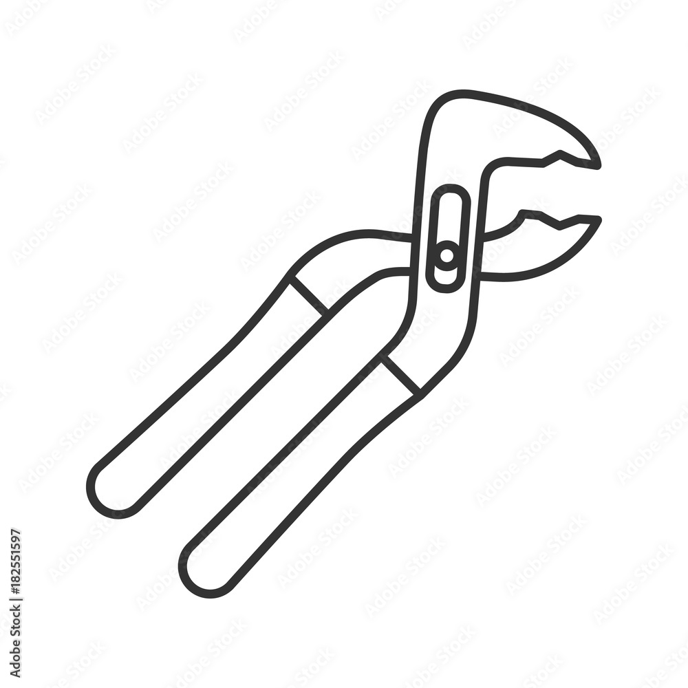 Tongue and groove pliers linear icon