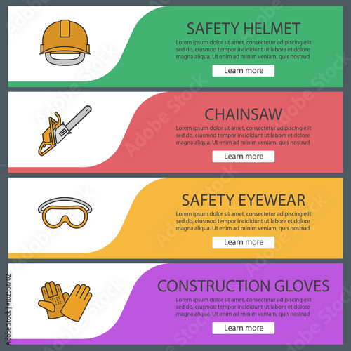 Construction tools web banner templates set