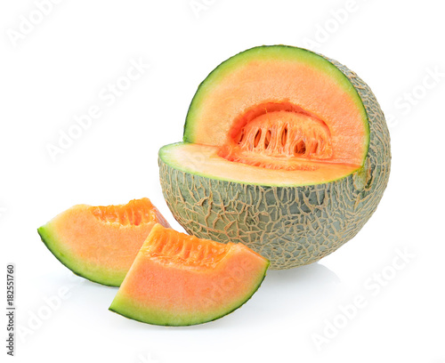cantaloupe melon Full depth of field with clipping path. isolated on white background