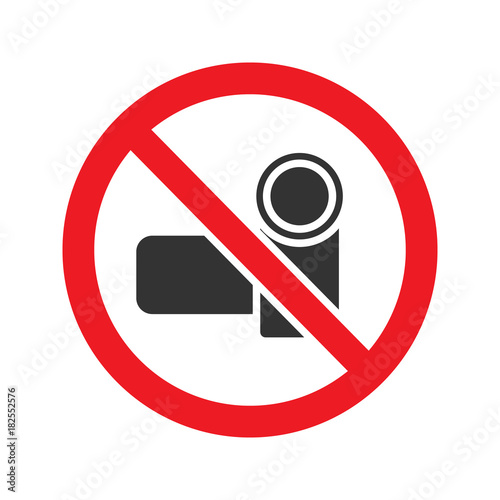 Forbidden sign with video camera glyph icon