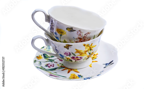 tea set, coffee set, saucer, Cup, white background