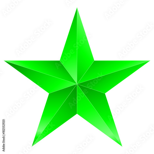 Christmas Star green - 5 point star - isolated on white