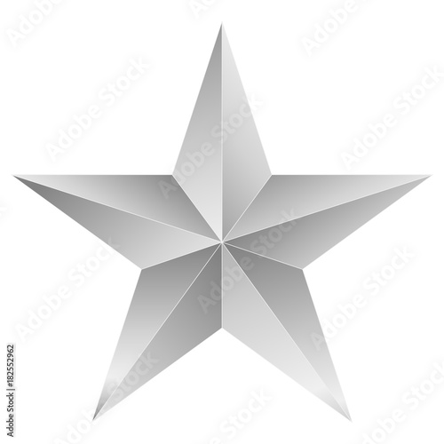 Christmas Star white - 5 point star - isolated on white