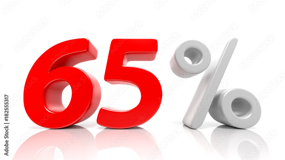 65 percent red symbol isolated on white background 65 percent red symbol isolated on white background