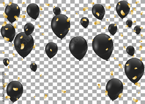 Gold and black elegant vector balloons.Black balloons